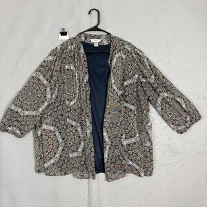 CJ Banks Womens Shirt Pullover Blouse Floral  Black Undershirt Plus SZ 3X